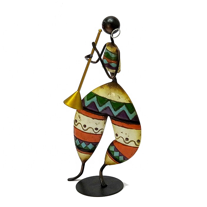 African Dance with Flute Figurines Handmade Crafts
