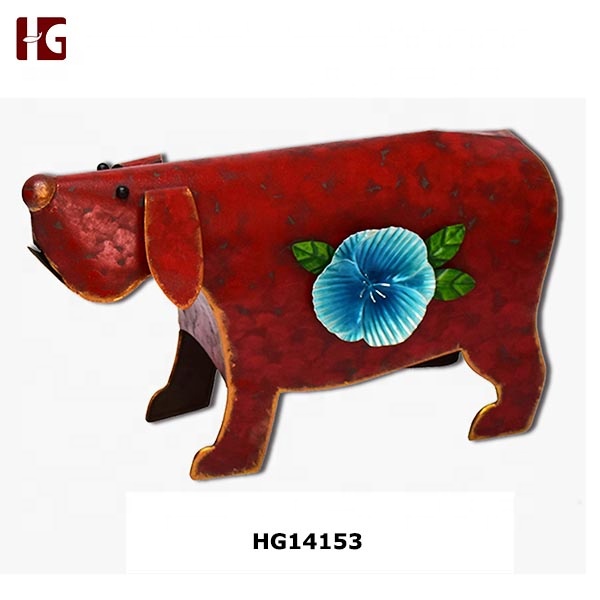 Modern Red  Dog Metal Home Decoration Pieces