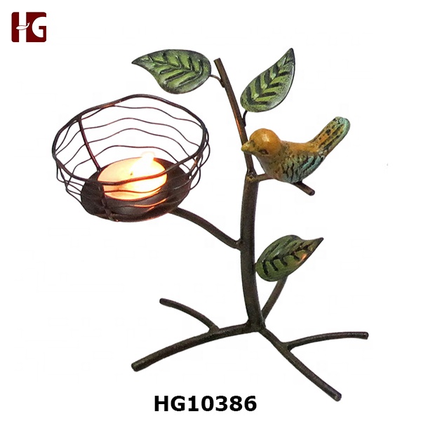 Metal Bird Nest Shape Tea Light Candle Holder, Wrought Iron Craft