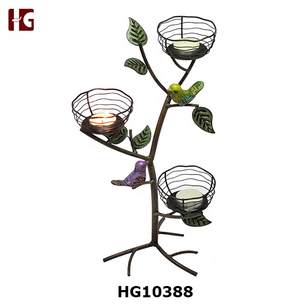 Bright Color Tealight Holder, Metal Bird  Tree Branch Home Decoration