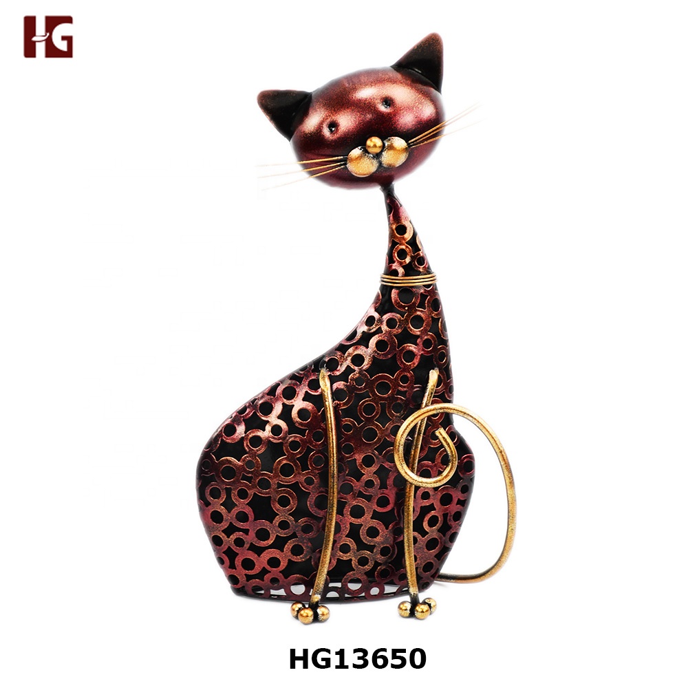 Metal Craft Collection  Iron Elegant Cat Decor for Home Decoration
