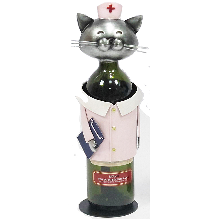 New Design Metal Cat Craft Wine Bottle Carrier