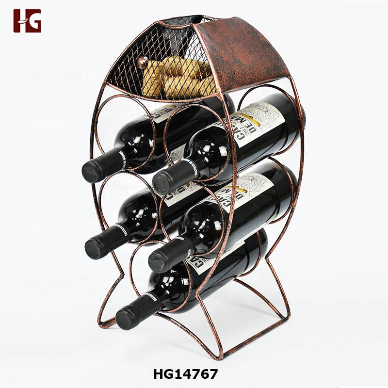 Metal Fish Wine Rack and Wine Cork Holder, Animal Wine Rack For Home Decoration