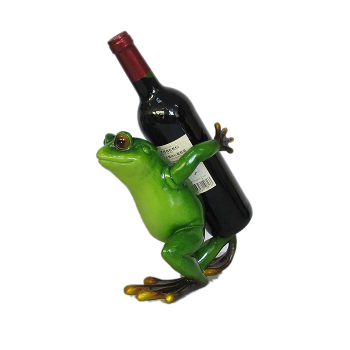 Hot Selling Frog-Shaped Wine Bottle Holders Resin Decoration Figure
