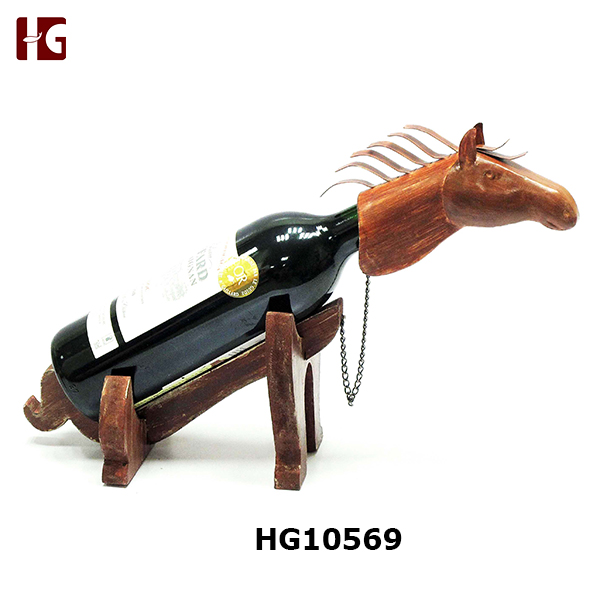 New Design Cute Wood Horse Single Wine Holder