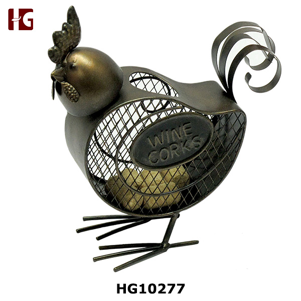 Metal Rooster Wine Storage Container