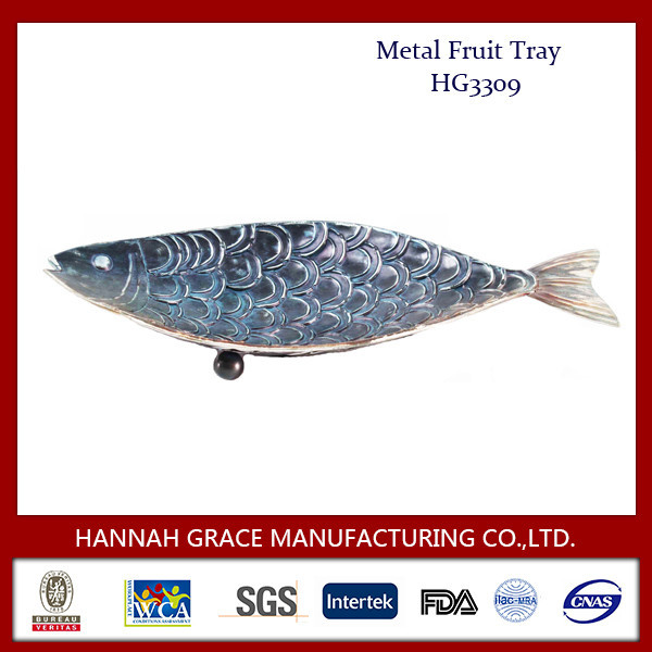 New Design Fish Shaped Metal Decorative Fruit Tray