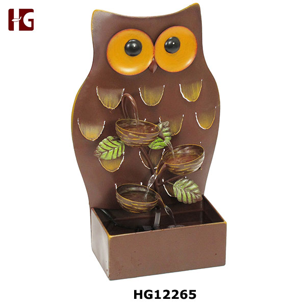 Cute Decorative Metal Owl Electric Fountain Indoor Wall Fountains