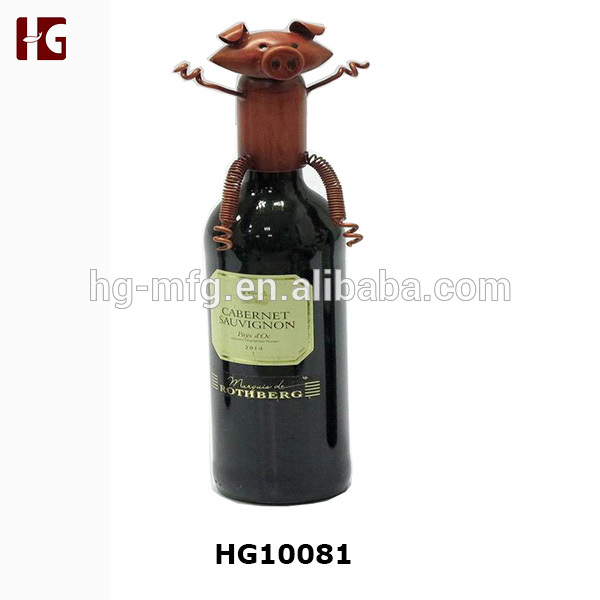 Metal Pig Shaped Wine Bottle Decor For Wine Lover Gift