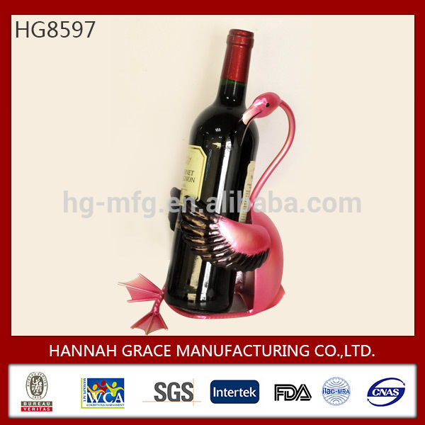 Wine Bottle Holder Metal Decorative Flamingo