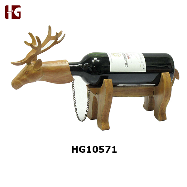 Metal Wood Elk Wine Bottle Holder