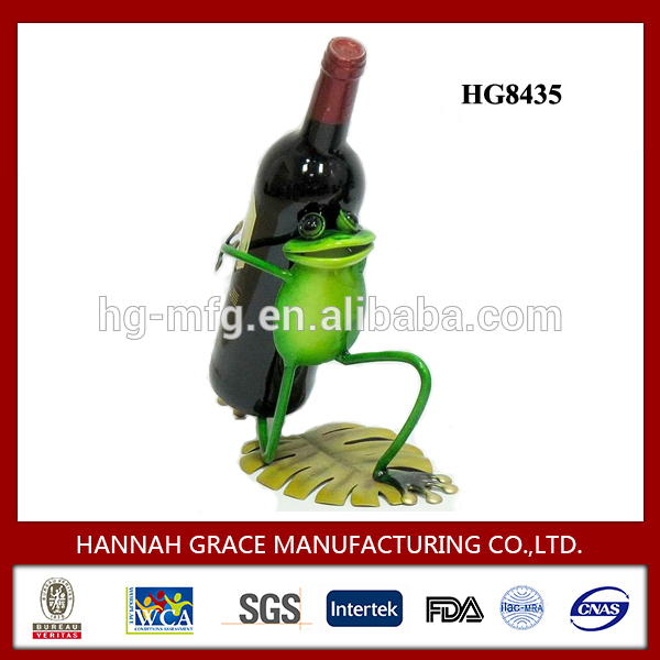 Frog Figurine Lovely Wrought Iron Wine Bottle Holder