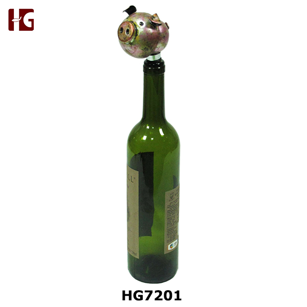 Bobble Head Piggy Metal Wine Bottle Stopper