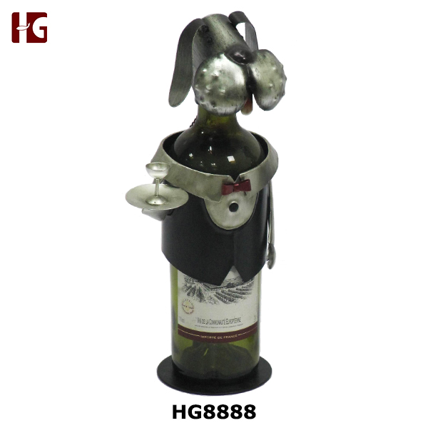 Metal Decorative Waiter Dog Wine Bottle Holder