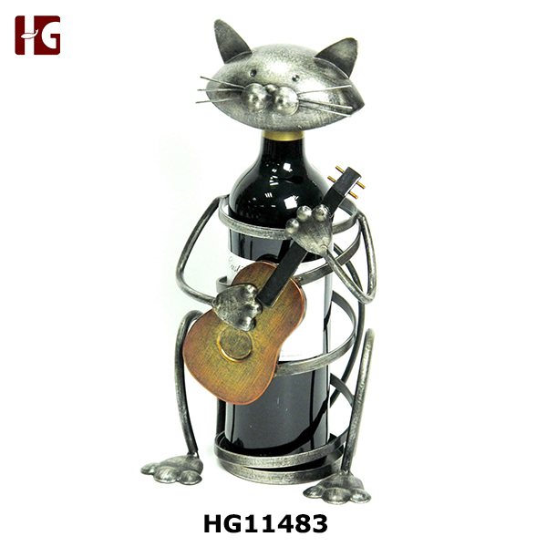New Wonderland Design Metal Cat Wine Holder