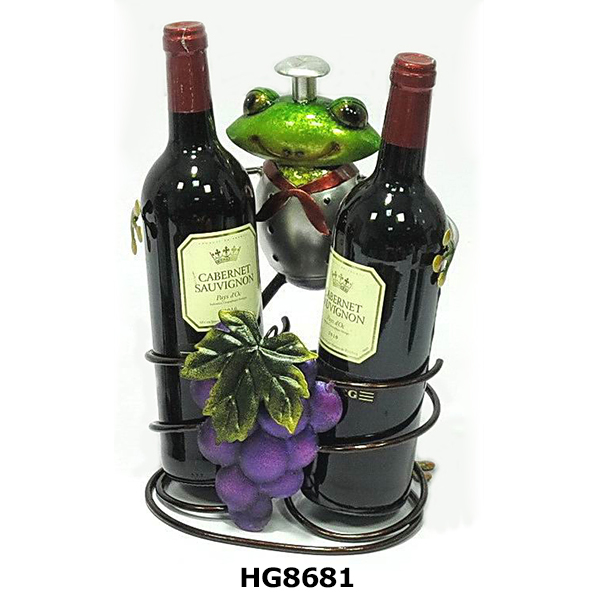 Decorative Frog Sculpture 2 Bottles Wine Holder