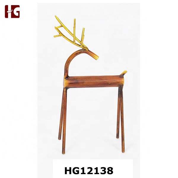 Iron and wood striped deer decoration