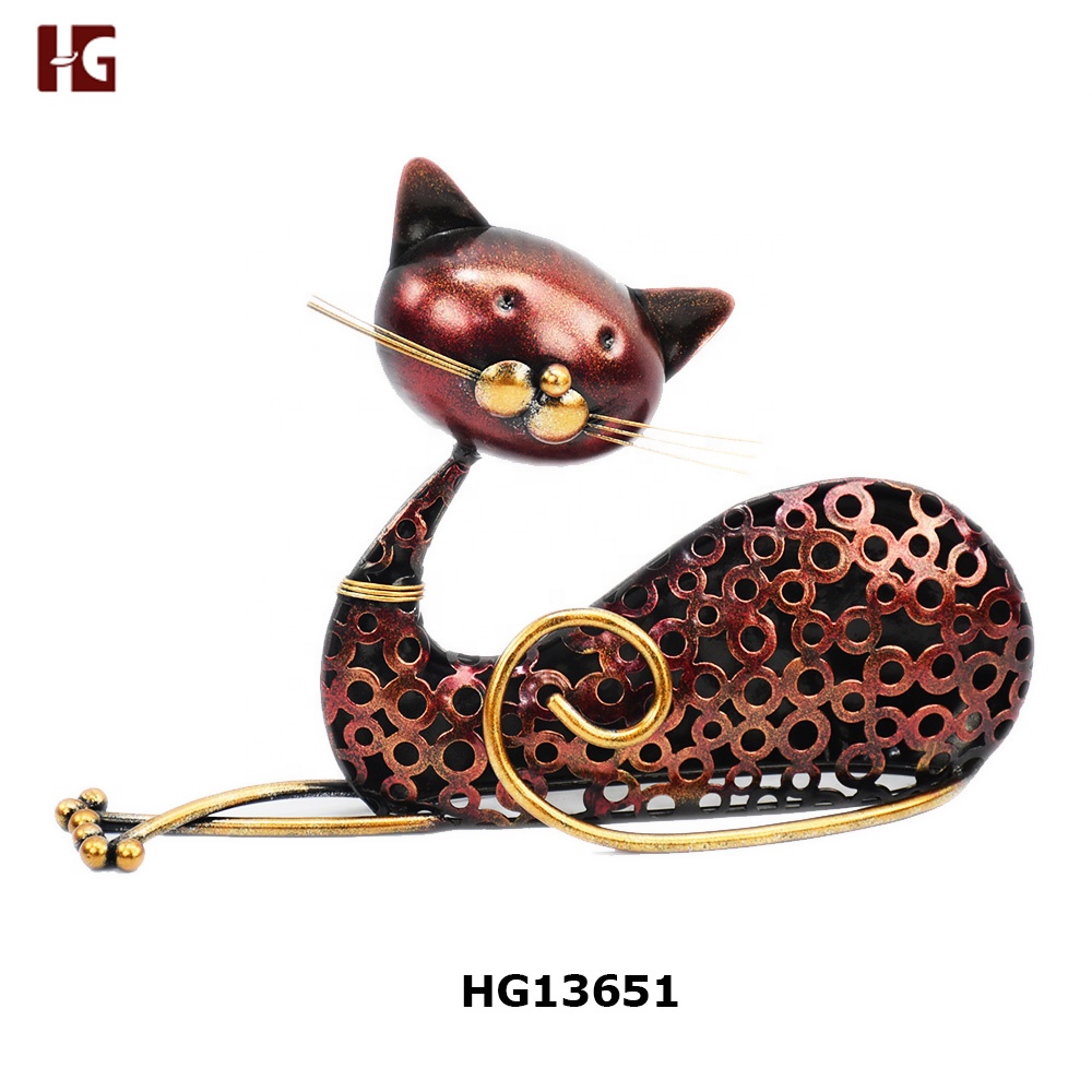 Metal Craft Collection Gift Cat Figurines Decor for Home Decors Art Decoration