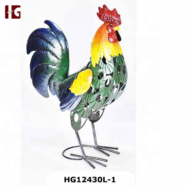 Metal Big colored rooster decor