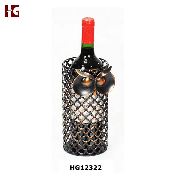 Decorative Metal Bottle Wine Holder with Owl