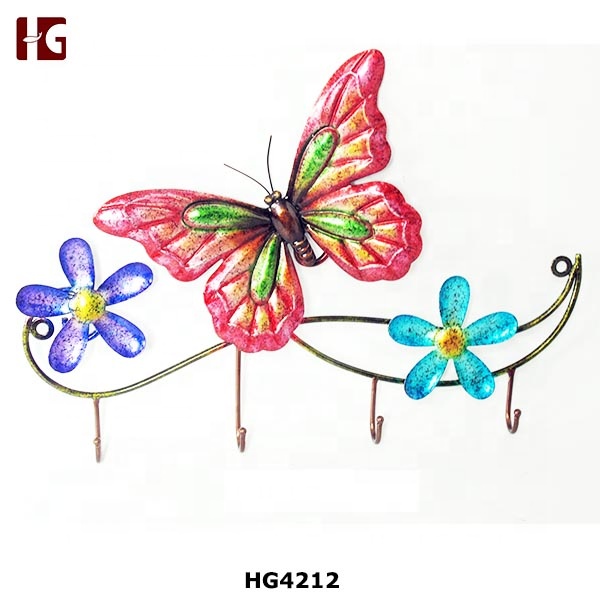 Decorative colored butterfly metal hook