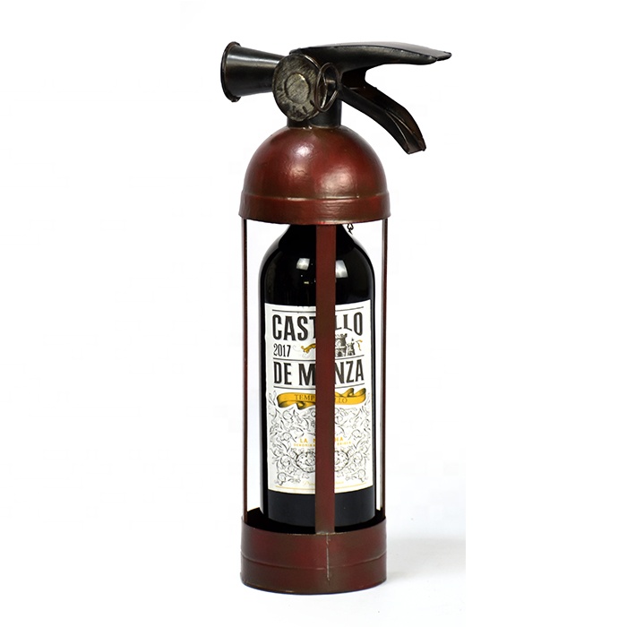 Unique Small Fire Extinguisher Modeling Single Bottle Metal Retro Wine Bottle Rack