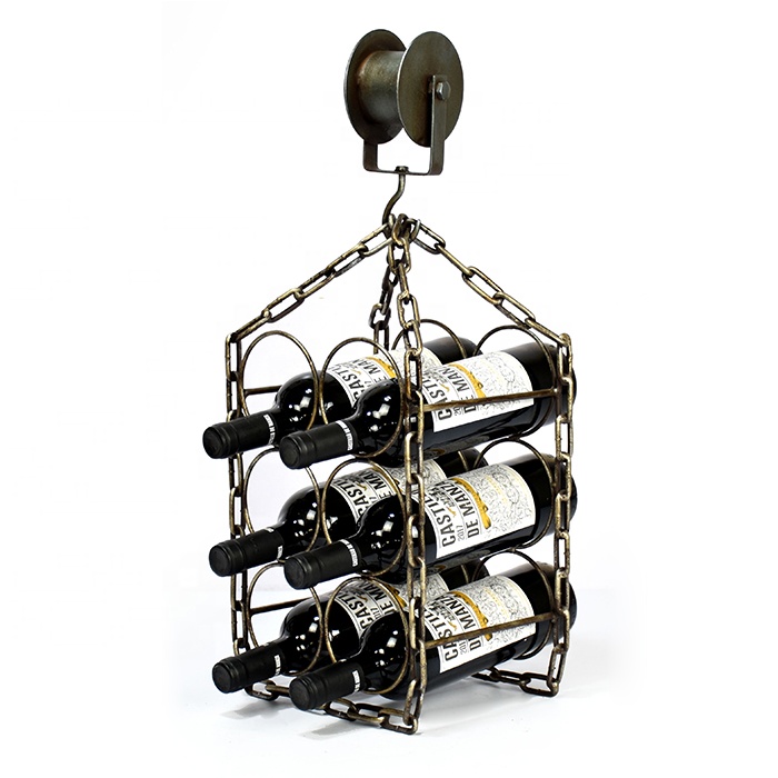 Antique Production Chain – Like Sling – Like Champagne Gold Metal Retro Wine Rack