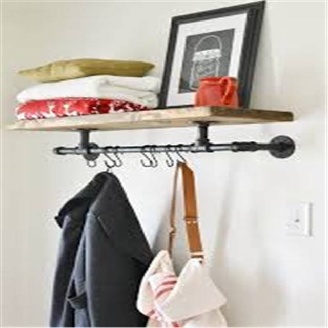 Wall mounted clothes rack with shelf Wall mounted clothes rail with shelf Pipe rack with shelf, Steampunk