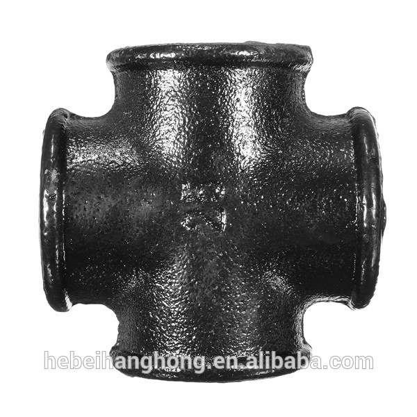 1 INCH 4-WAY MALLEABLE IRON THREADED FITTING CONNECTOR BLACK CROSS PIPE PLUMBING FITTING CONNECTOR