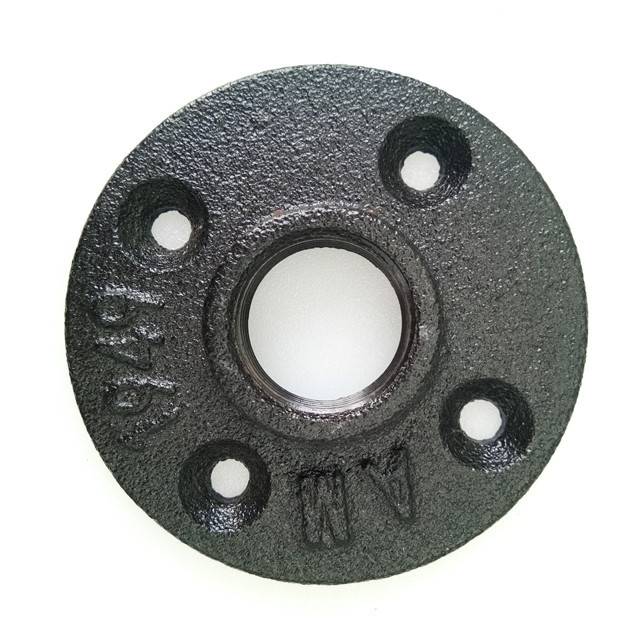 furniture pipe fittings black cast iron thread floor flange with 1/2" and 3/4"