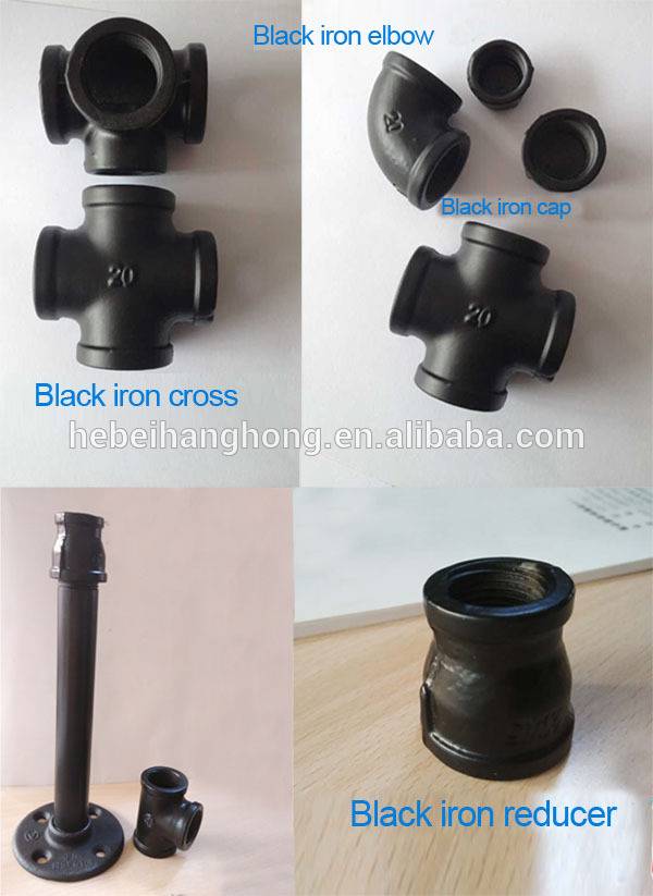 1/2,3/4,1,11/2 black pipe fitting floor flange, elbow, tee, reducer, coupling for home decoration