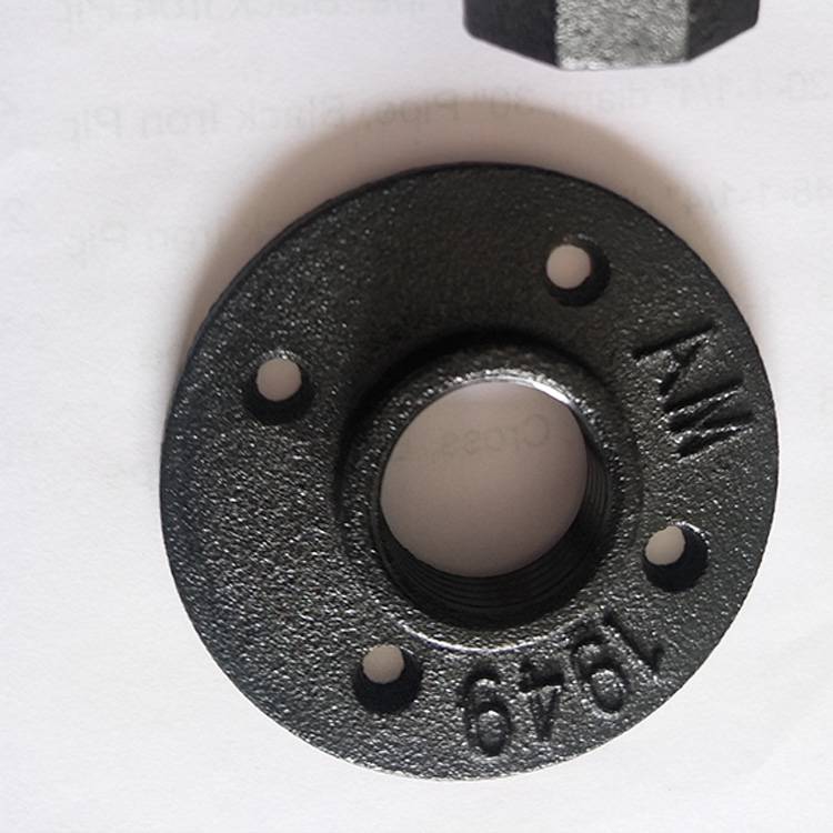 1/2" black malleable iron floor flange with 4 holes for metal pipe furniture parts