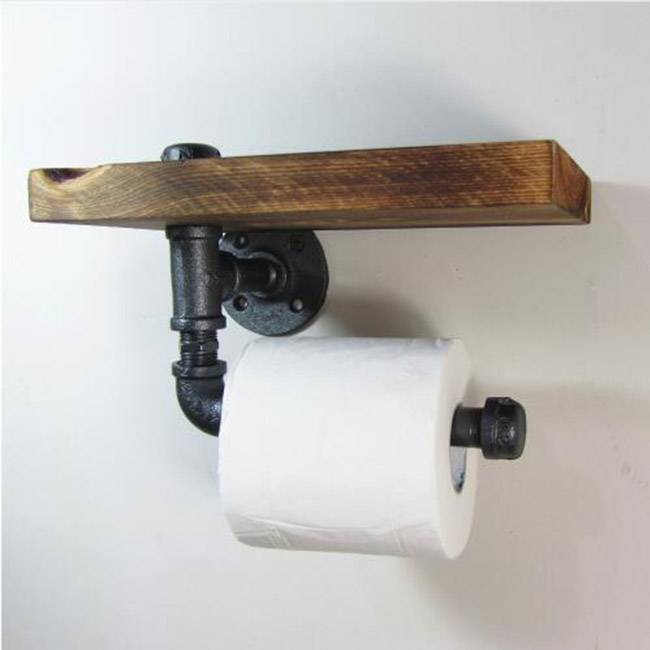 pipe fittings toilet paper holder and plant holder wall mounted