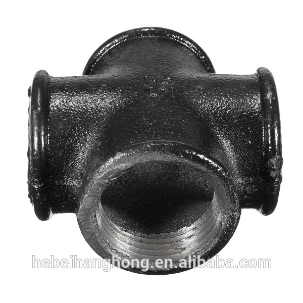 1 INCH 4-WAY MALLEABLE IRON THREADED FITTING CONNECTOR BLACK CROSS PIPE PLUMBING FITTING CONNECTOR