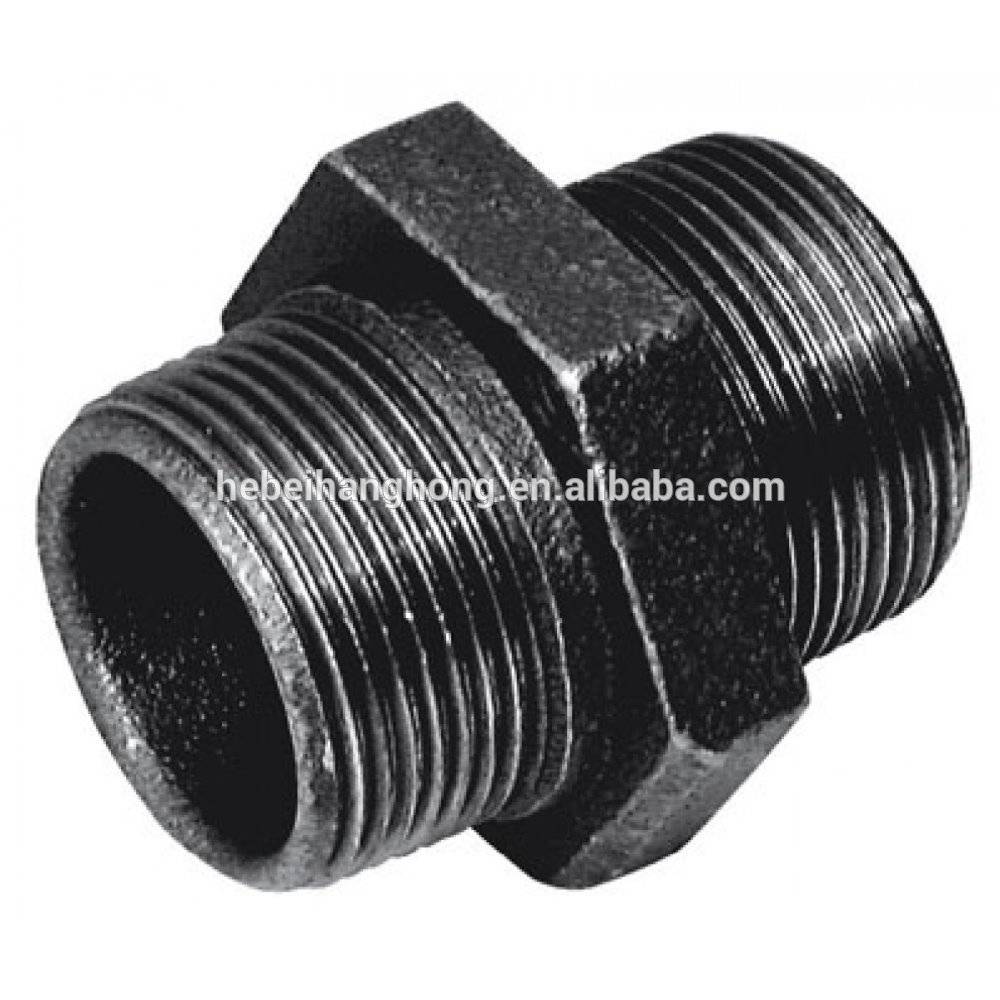 manufacture black galvanized male threaded Nipple malleable cast iron pipe fittings