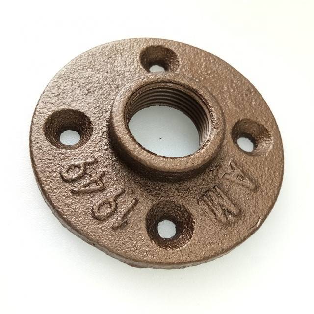 DN15 Black Cast Iron Floor Flange with Threaded Hole for Industrial Pipe , Furniture and DIY Decor