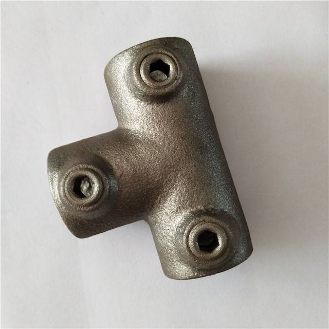 Wholesale Dealers of Malleable Threaded Floor Flange Iron Pipe Fittings - Black raw 11yy three socket tee key clamp pipe fitting used for 26.9mm pipe – Hanghong