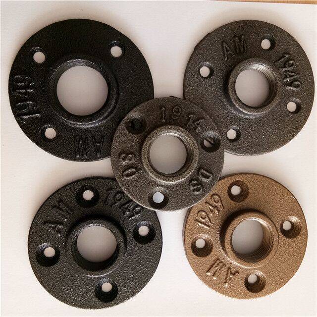 1/2 Floor Flange Pipe Decor Cast Iron Black Pipe Floor Threaded Pipe Fitting Industrial Furniture DIY Wall
