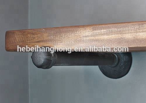 Factory wholesale Flange For Furniture - DIY shelves wall shelving decorative frame with 1/2" wrought iron pipe floor flange, tee, elbow, reducer – Hanghong detail pictures