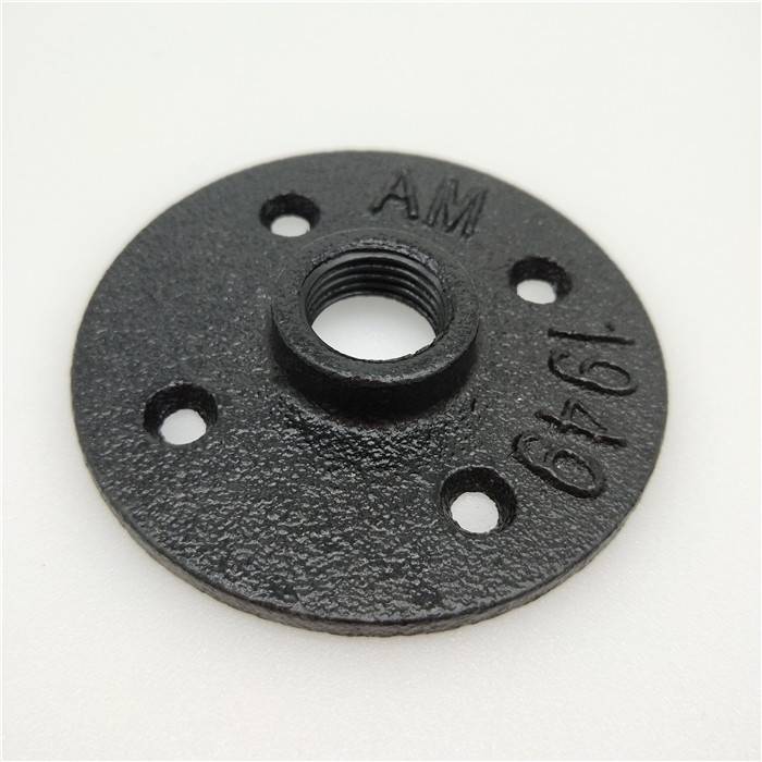 3/4" wrought iron floor flange with 4 holes used in handmade retro plumbing pipe furniture