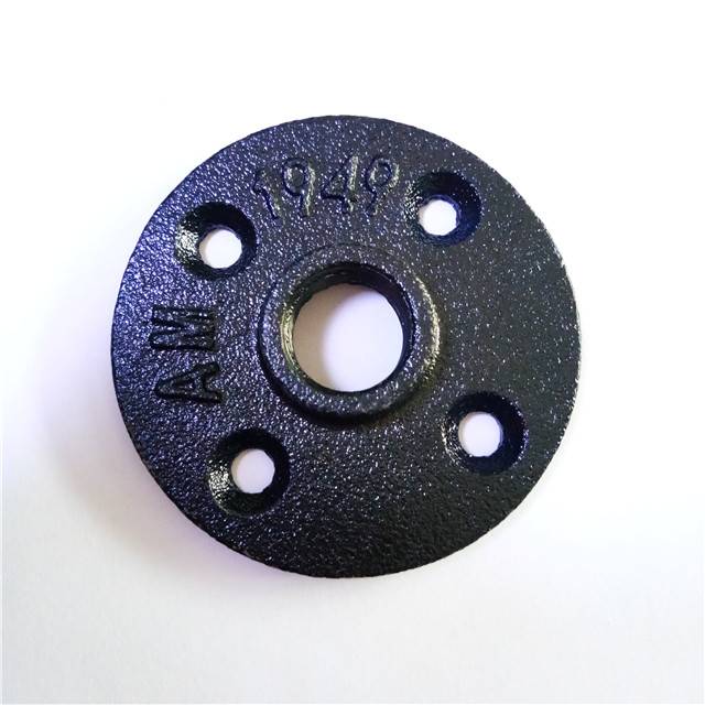 Factory wholesale Black Cast Iron Elbow - black malleable iron pipe fitting floor flange 1/2" 3/4" and 1" used in furniture – Hanghong