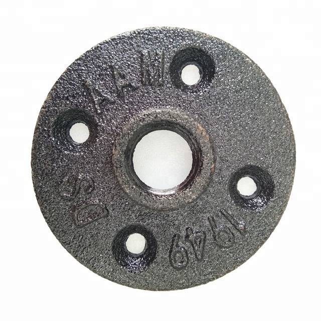 3/4'' black malleable cast iron floor flange elbow tee pipe fittings