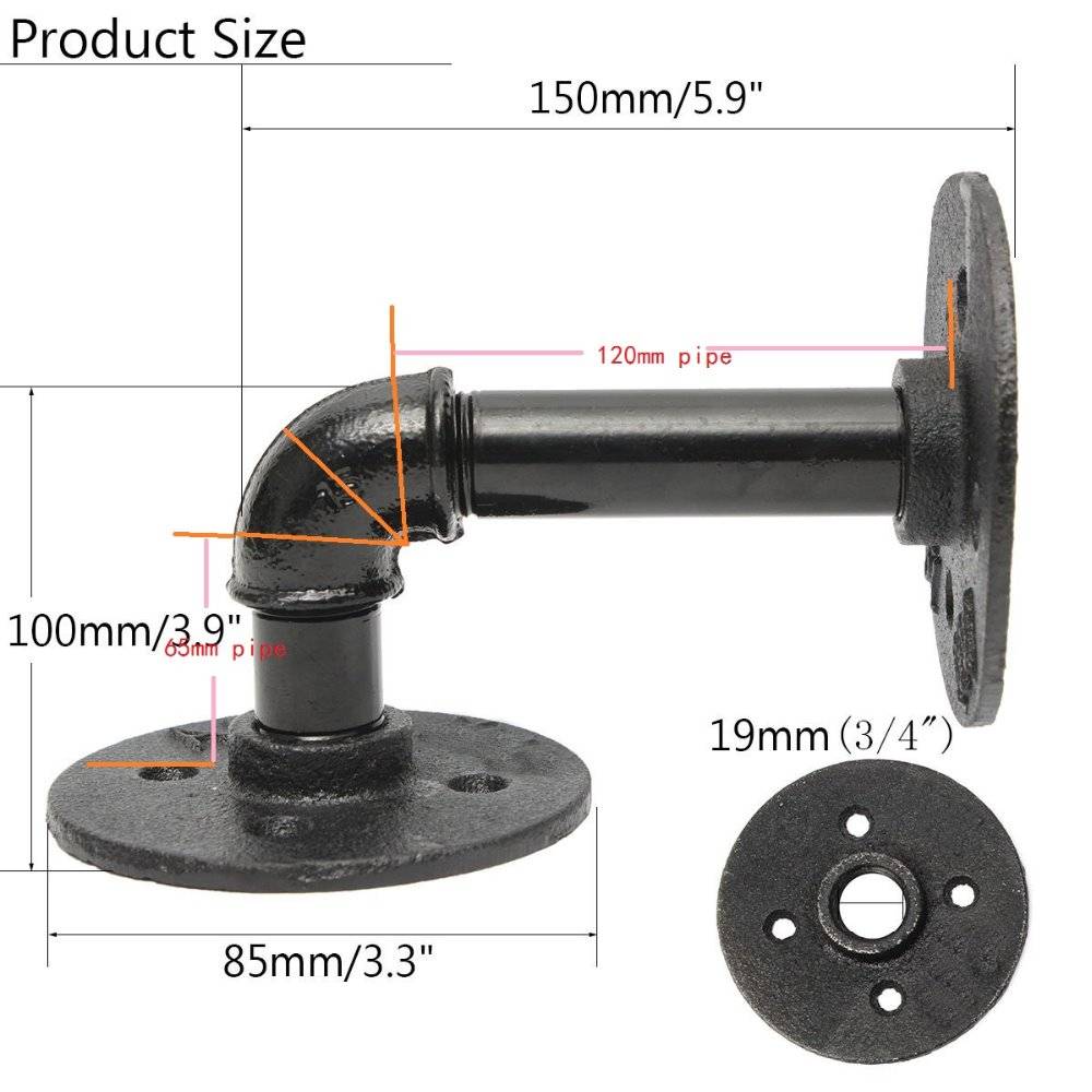 1/2",3/4" Thread BSP Malleable Iron Pipe Fittings Wall Mount Floor Vintage 3 or 4 Hole Flange Piece Hardware Tools