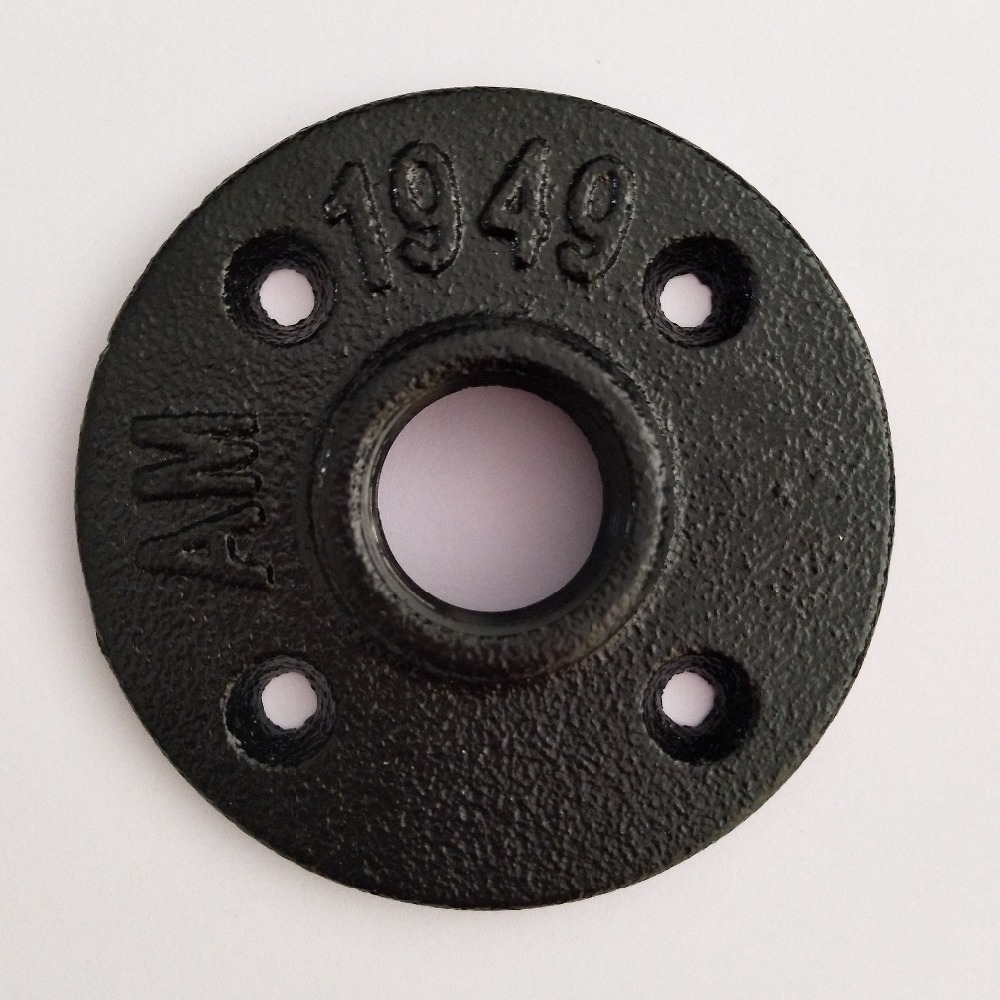 1/2'' 3/4'' 1'' Black Malleable Iron Threaded Floor Flange used for antique furniture table legs