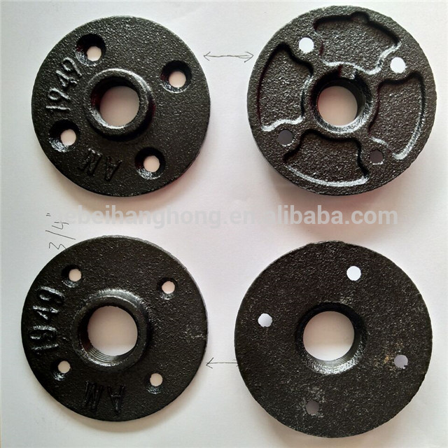 class150 black Malleable cast Iron Pipe Fitting floor flange