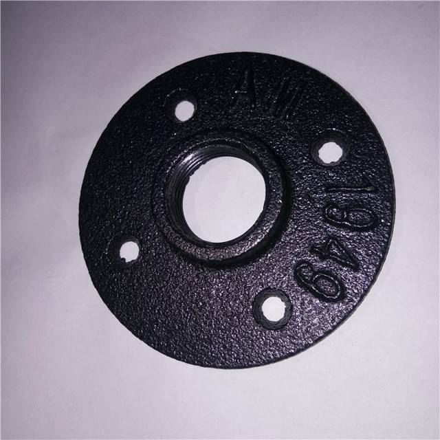 Hot Sale for Iron Casting - 3/4,1/2,1 Inch Black Flange Iron Pipe Floor Fitting Plumbing Threaded DN20 Four Holes Flange – Hanghong