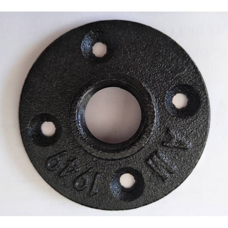 Discountable price Key Klamp Fittings - 3/4" cast iron coating floor flange with 4 holes used in metal pipe furniture – Hanghong