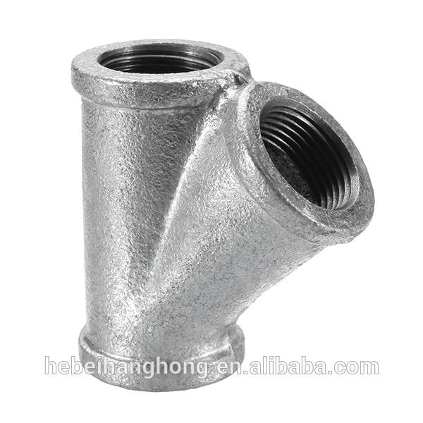 1/2 3/4 1 inch Y BRANCH PIPE FITTING CONNECTOR MALLEABLE IRON GALVANIZED 45 DEGREE FEMALE