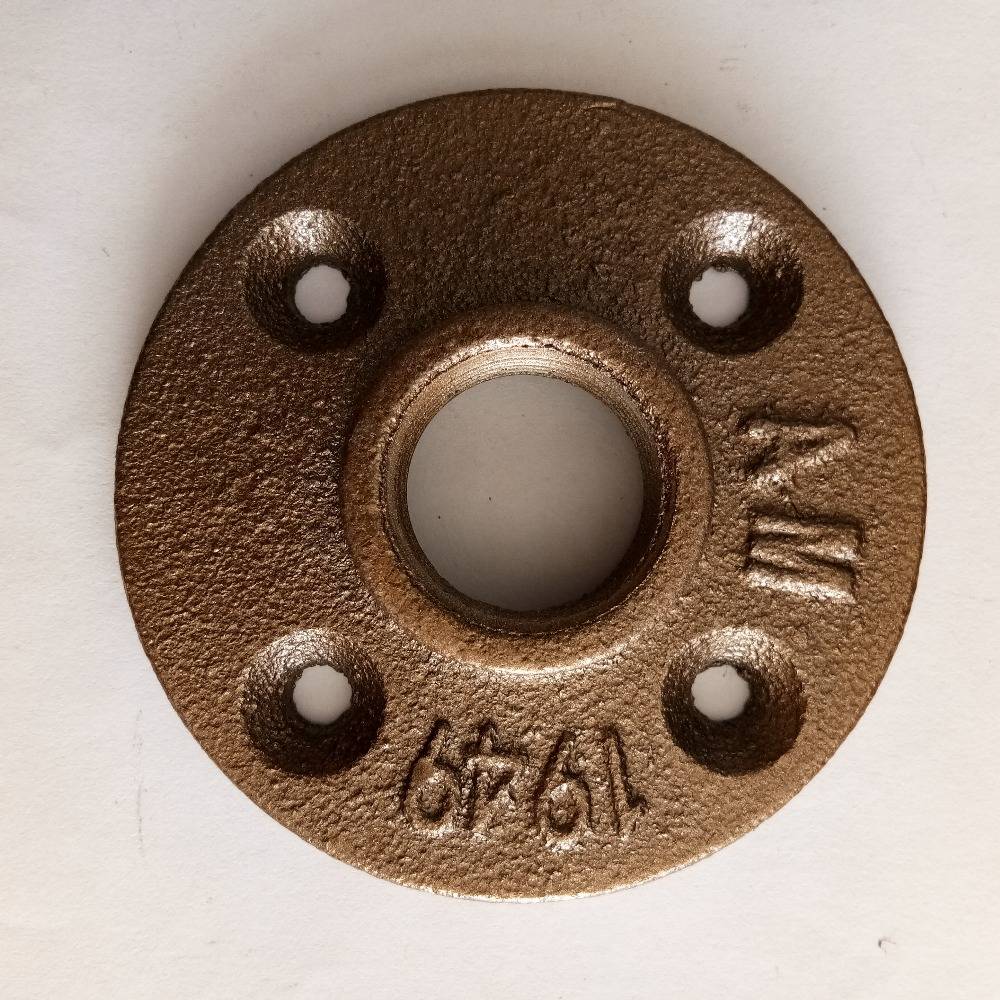 Brass color malleable cast iron pipe floor flange 3/4''