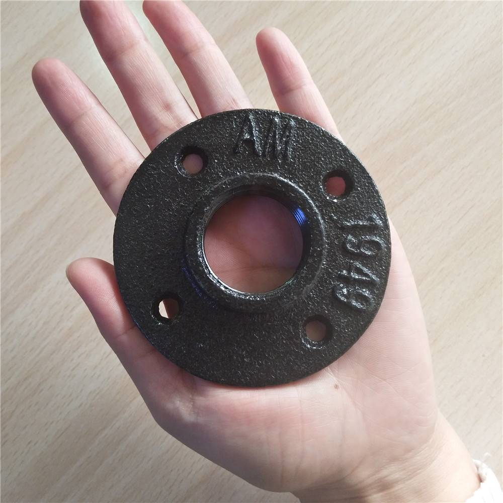 black raw floor flange used for black iron industrial pipe table and desk